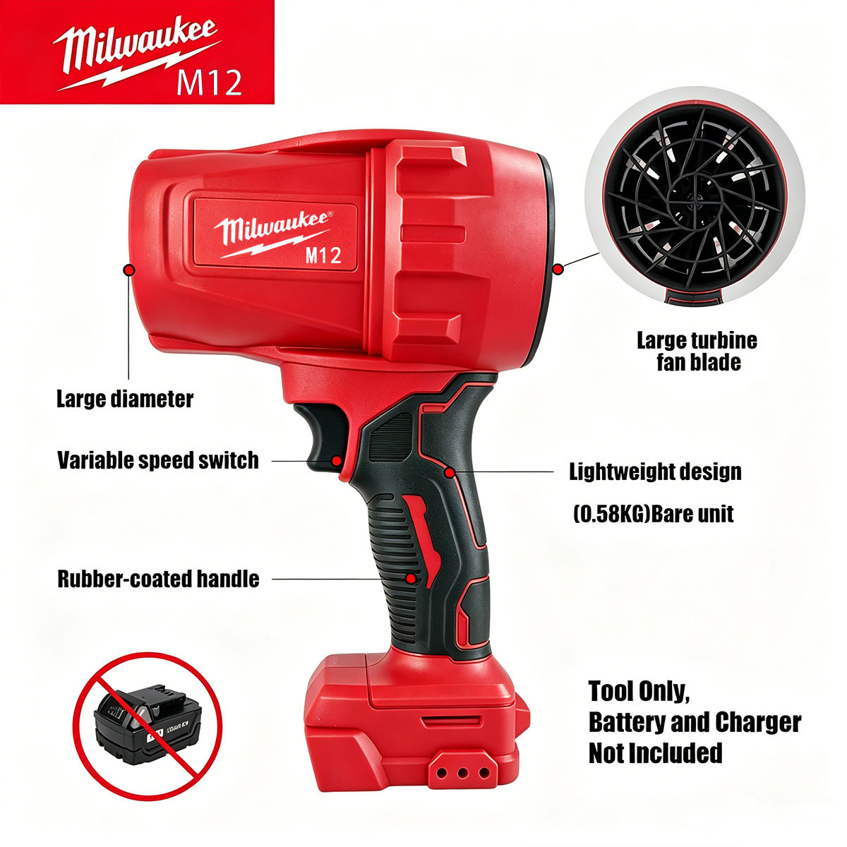 Milwaukee M12 Cordless Blower  - đánh giá và giá Milwaukee Drill M12 Fuel